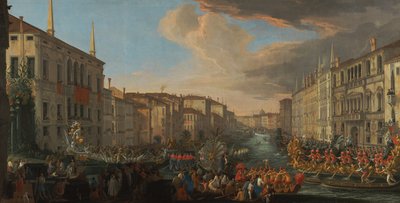 Regatta op het Canal Grande ter ere van Frederik IV, koning van Denemarken door Luca Carlevarijs